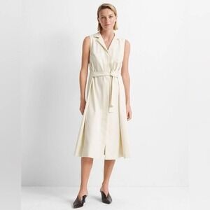 Club‎ Monaco Half Belted Sleeveless Shirt Dress Cream Womens 8